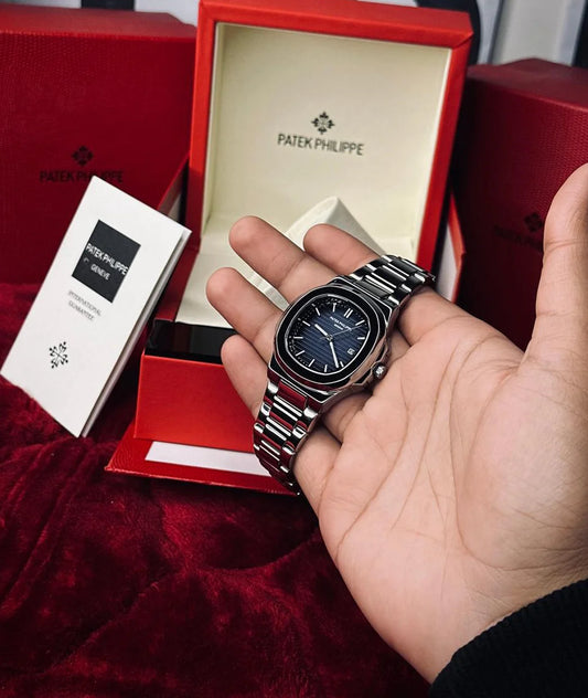 Sport-Luxury Watch Nautilus Style Premium Automatic – Black Embossed Dial