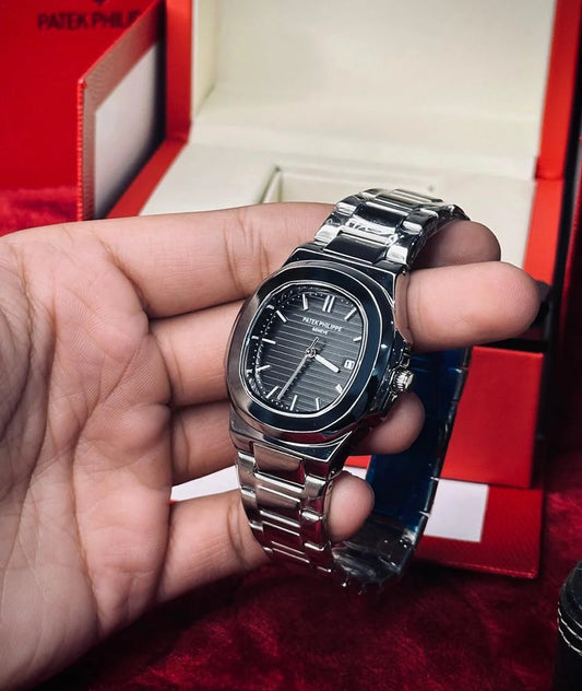 Sport-Luxury Watch Nautilus Style Premium Automatic – Black Embossed Dial