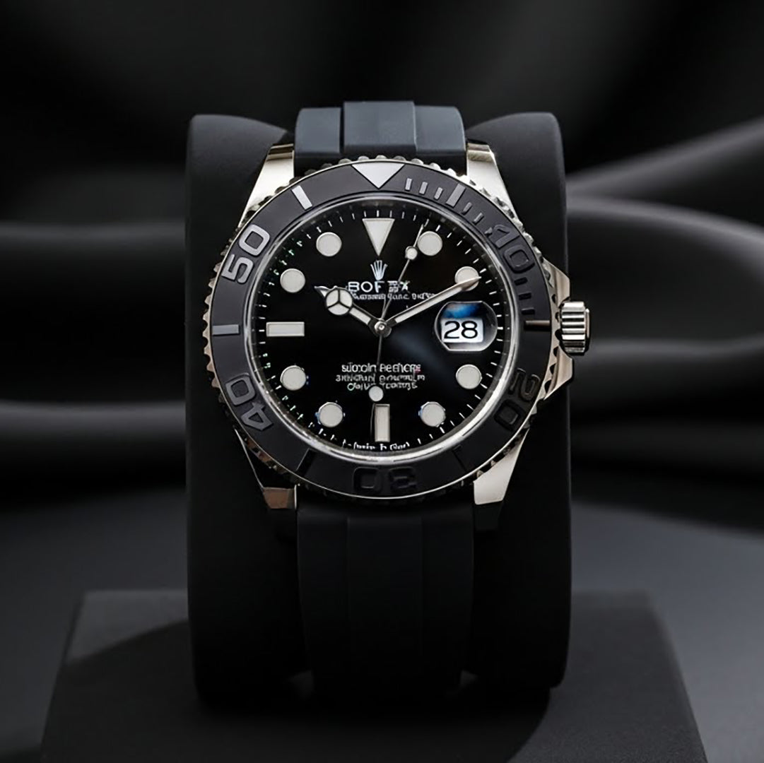 Master Style – Silver Edition with Premium Black Rubber Strap