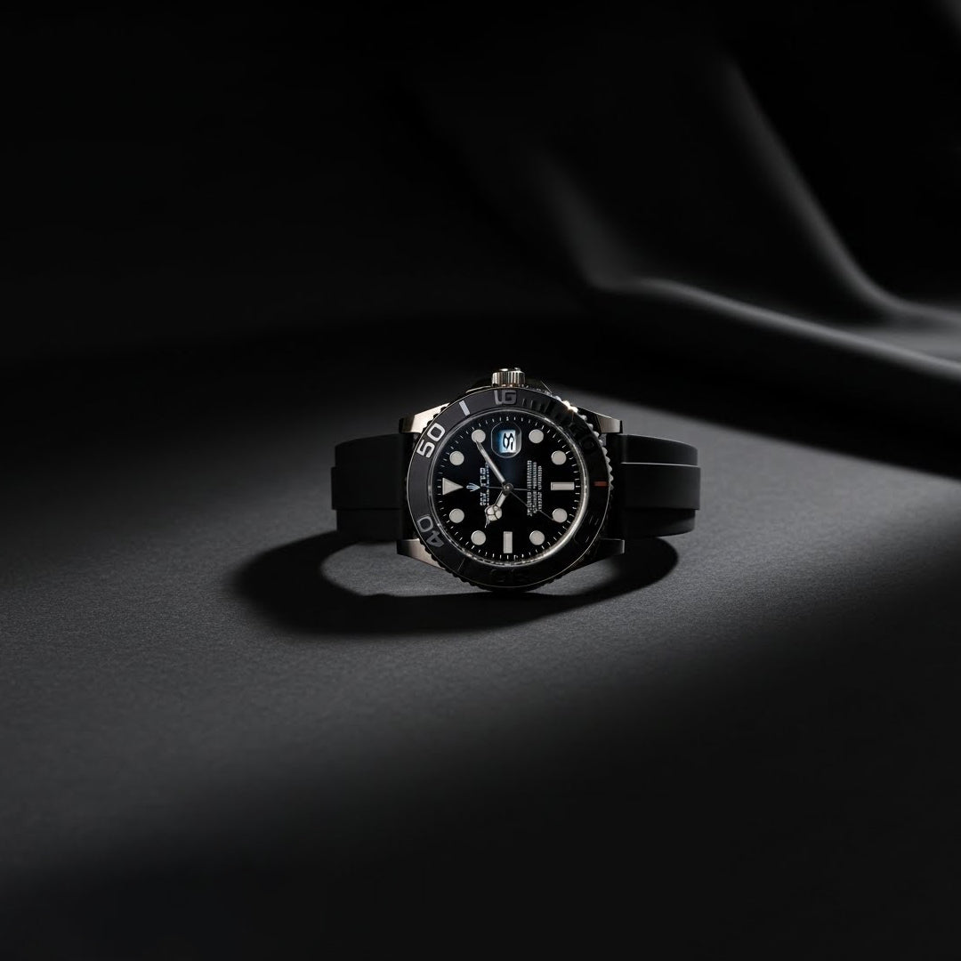 Master Style – Silver Edition with Premium Black Rubber Strap