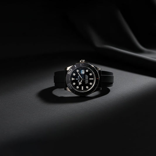 Master Style – Silver Edition with Premium Black Rubber Strap