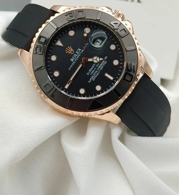 Master Style – Silver Edition with Premium Black Rubber Strap