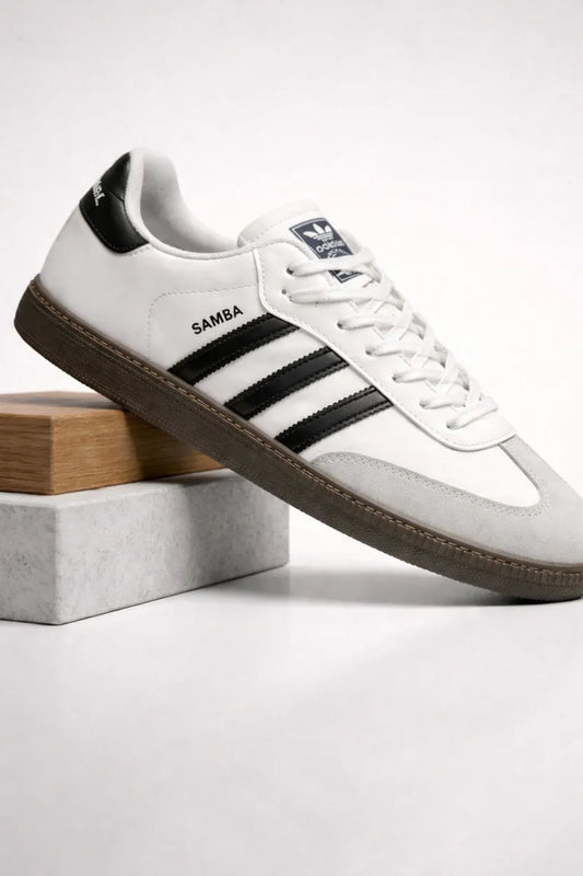 Premium Leather Gum Sole Low Top Sneakers | Retro Court Style | Men Women | Black White Blue